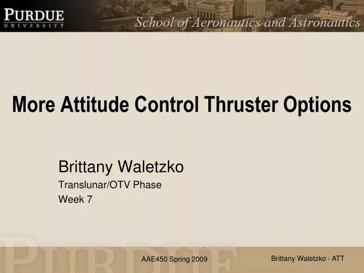 more attitude control thruster options n.
