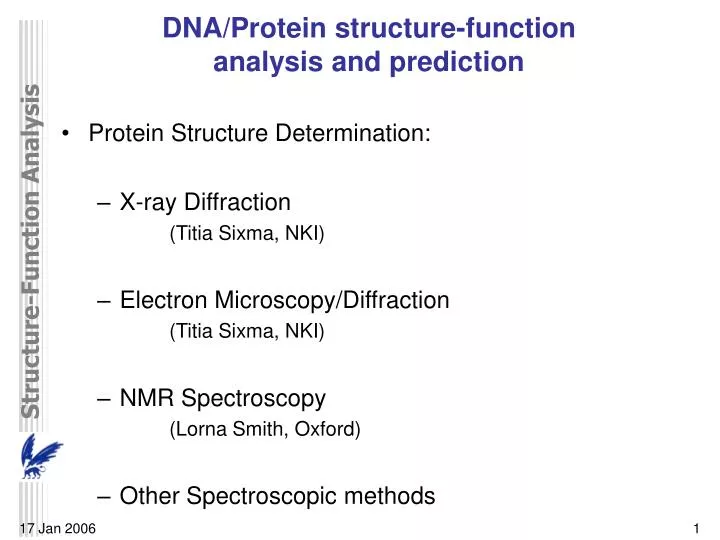 dna protein structure function analysis and prediction n.