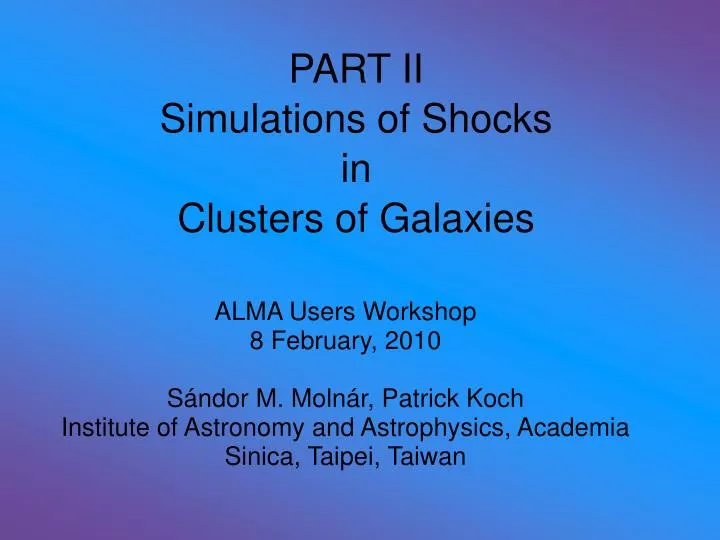 part ii simulations of shocks in clusters of galaxies n.