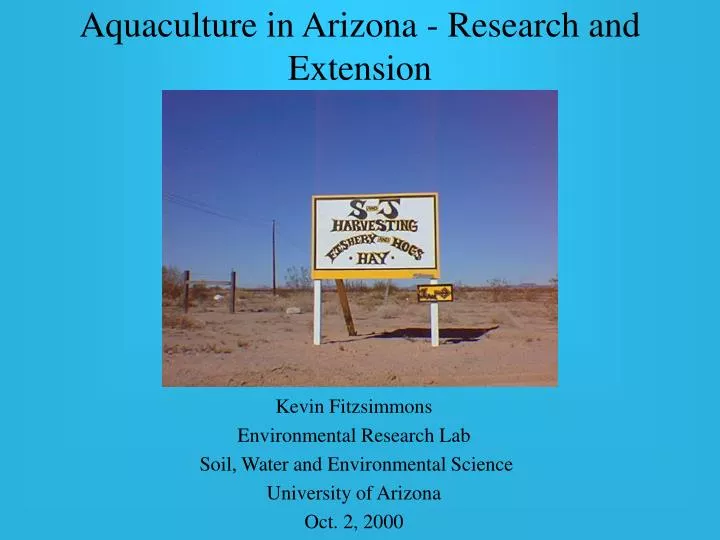 aquaculture in arizona research and extension n.