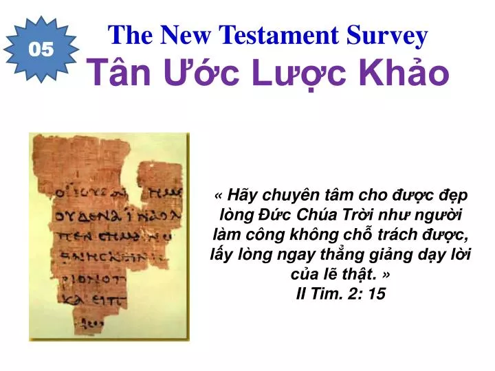 the new testament survey t n c l c kh o n.