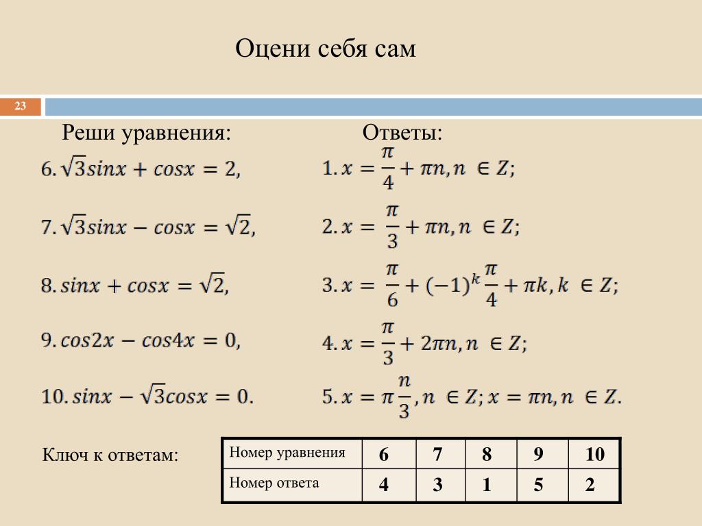 Косинус икс минус синус икс равно 0. Решить уравнение синус х + 2косинус х = 1. Решение уравнений с косинусами. Решение уравнений с синусом. Решение тригонометрических уравнений синус.