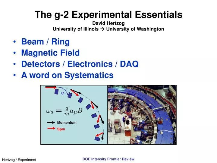 the g 2 experimental essentials david hertzog university of illinois university of washington n.