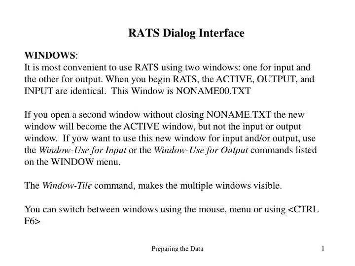 rats dialog interface n.