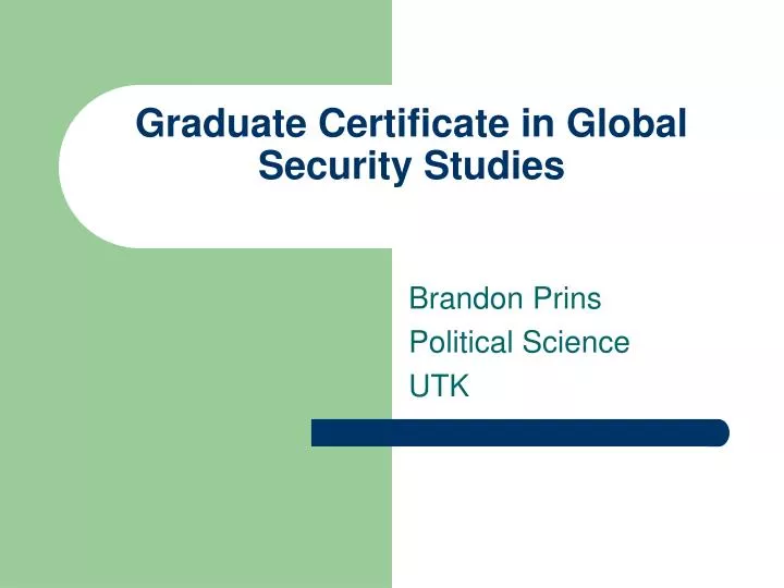 graduate certificate in global security studies n.