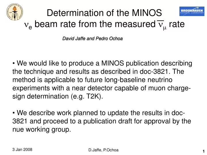 determination of the minos e beam rate from the measured rate n.