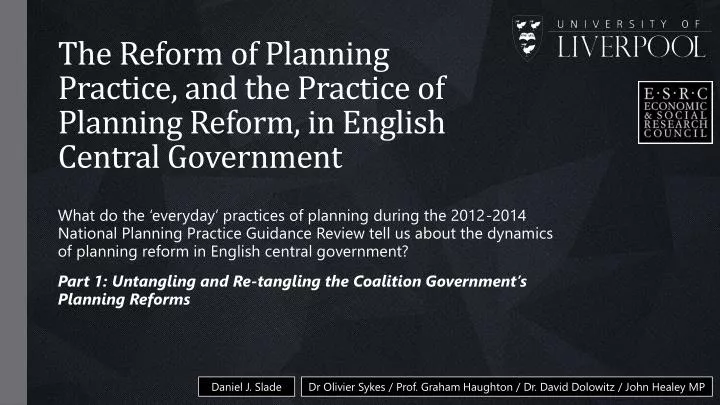 the reform of planning practice and the practice of planning reform in english central government n.
