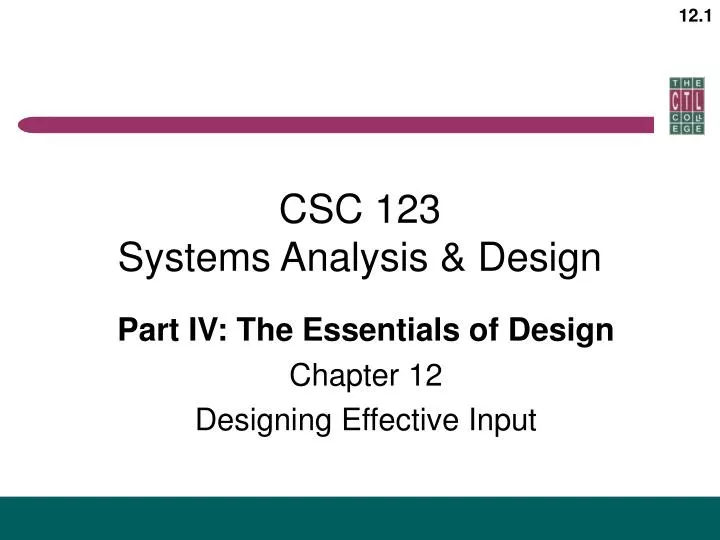 csc 123 systems analysis design n.