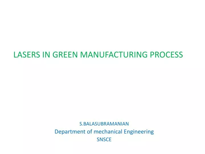 lasers in green manufacturing process n.