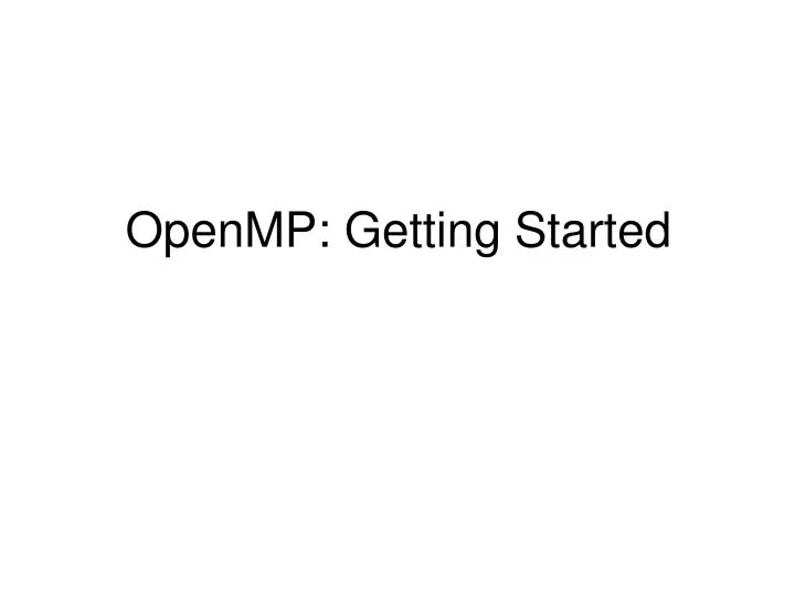 openmp getting started n.