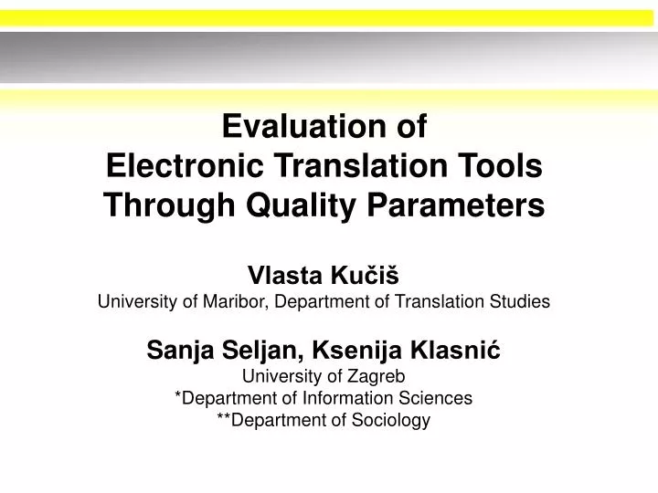 evaluation of electronic translation tools through quality parameters n.