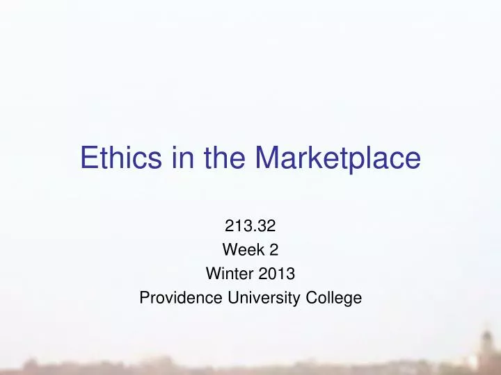 ethics in the marketplace n.