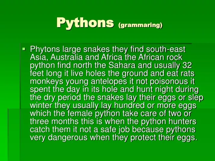pythons grammaring n.