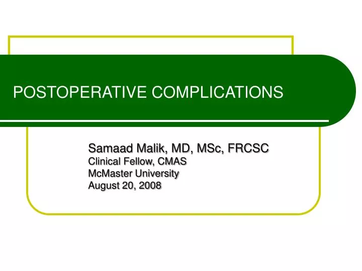 postoperative complications n.