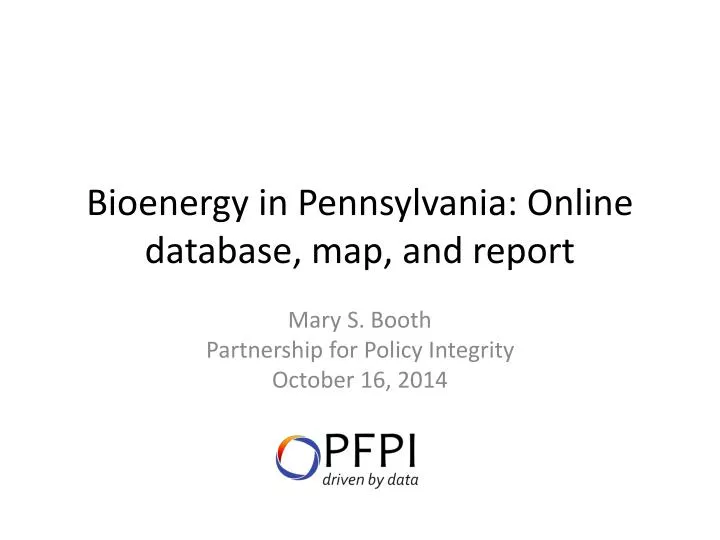 bioenergy in pennsylvania online database map and report n.