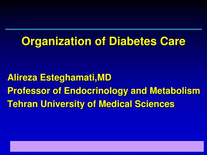 organization of diabetes care n.