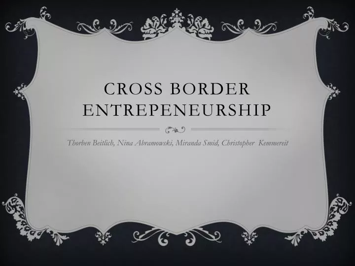 cross border entrepeneurship n.