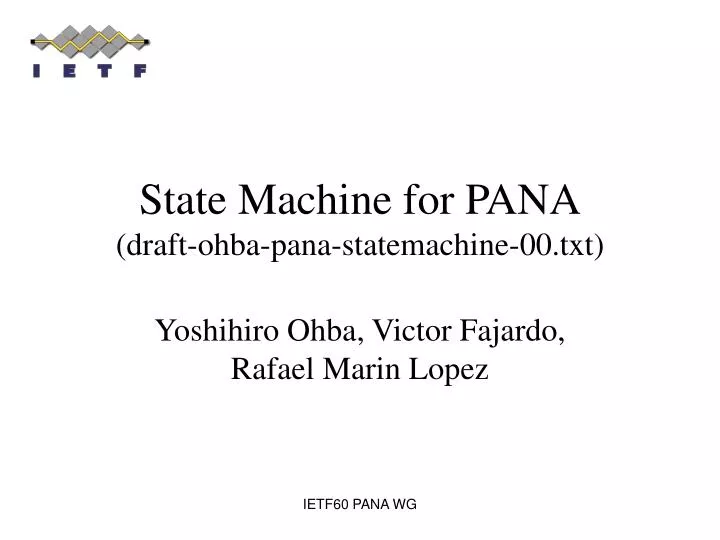 state machine for pana draft ohba pana statemachine 00 txt n.