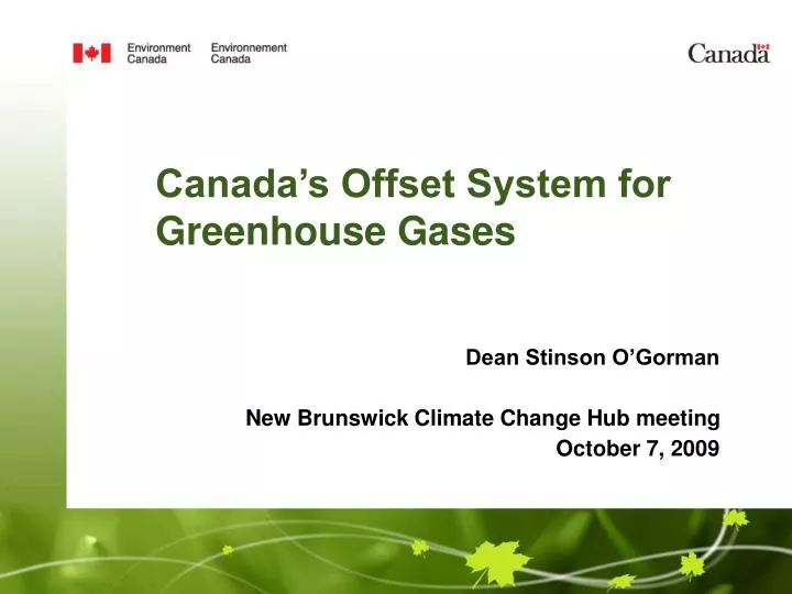 canada s offset system for greenhouse gases n.