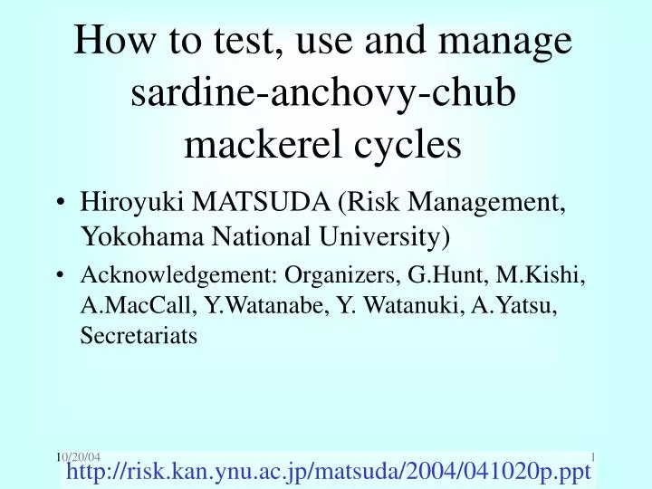 how to test use and manage sardine anchovy chub mackerel cycles n.