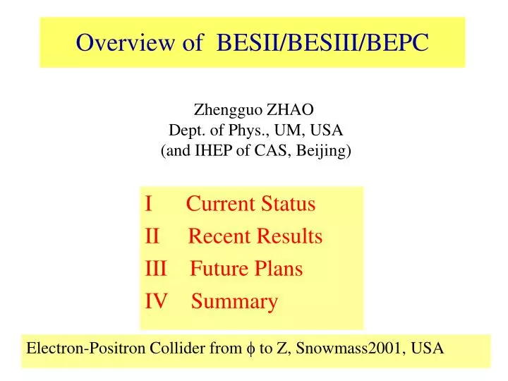 overview of besii besiii bepc n.