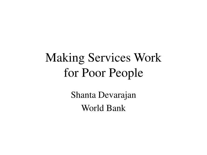 making services work for poor people n.