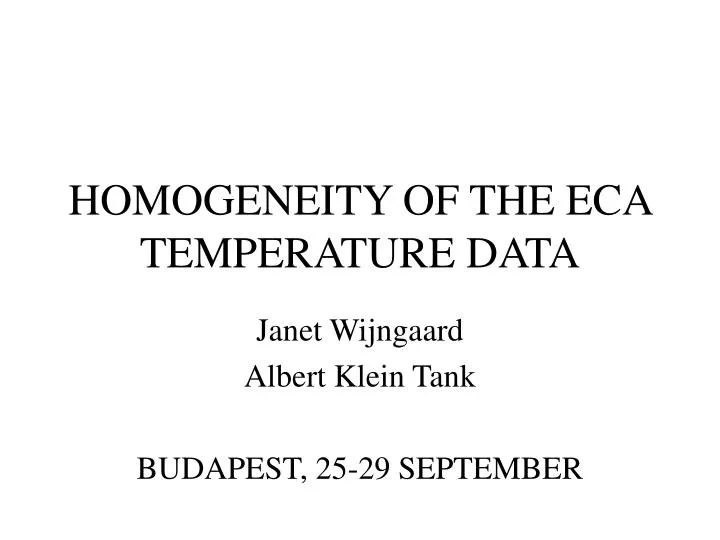 homogeneity of the eca temperature data n.