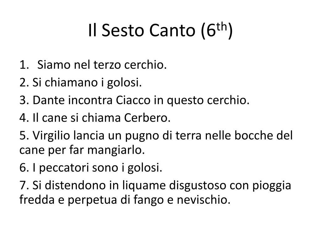 PPT - Il Sesto Canto (6 th ) PowerPoint Presentation, free download -  ID:5805000