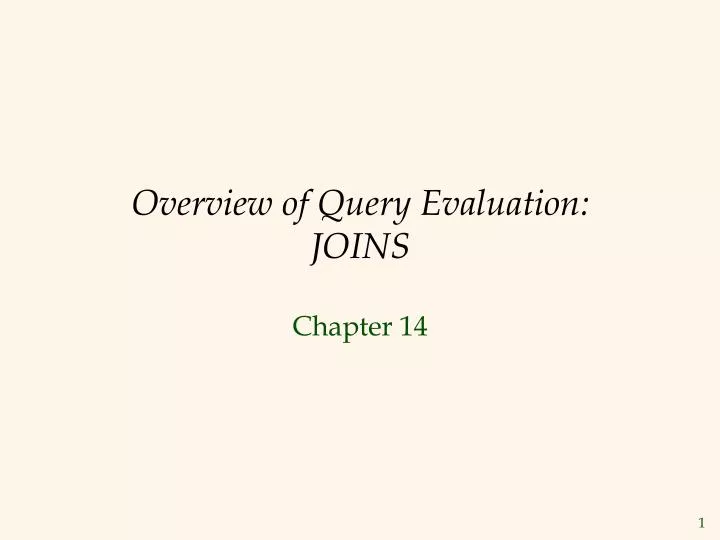 overview of query evaluation joins n.