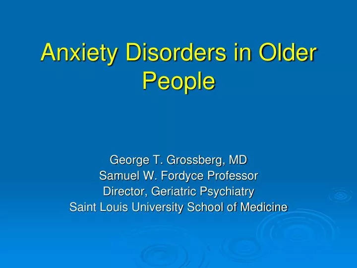 anxiety disorders in older people n.