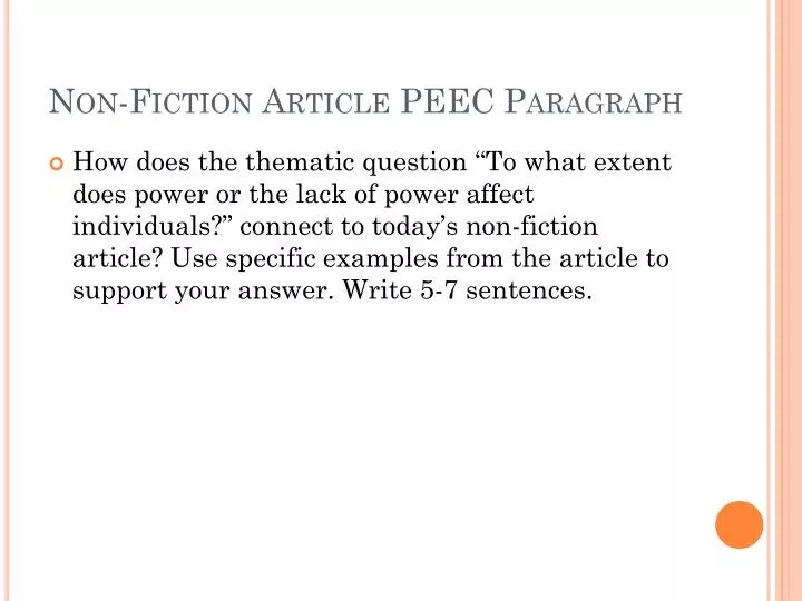 non fiction article peec paragraph n.