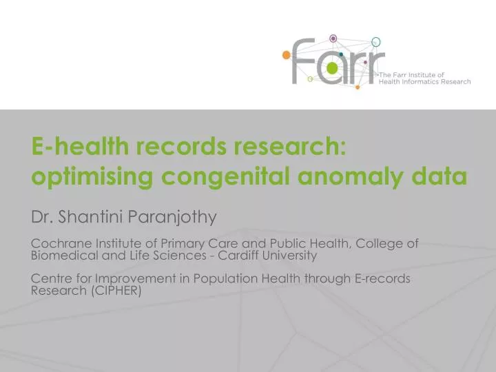e health records research optimising congenital anomaly data n.
