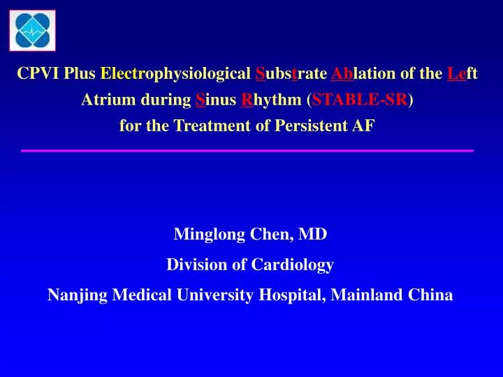 minglong chen md division of cardiology nanjing medical university hospital mainland china n.