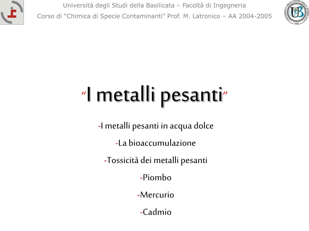 PPT - “ I metalli pesanti ” PowerPoint Presentation, free download -  ID:5806389