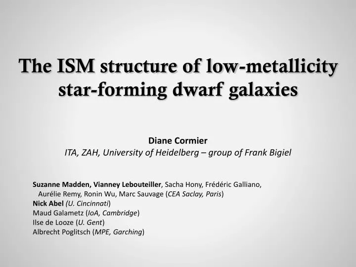 the ism structure of low metallicity star forming dwarf galaxies n.
