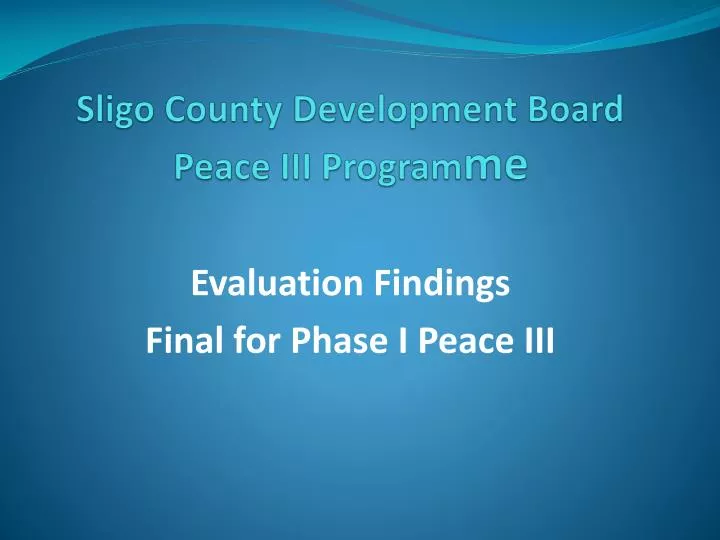 sligo county development board peace iii program me n.