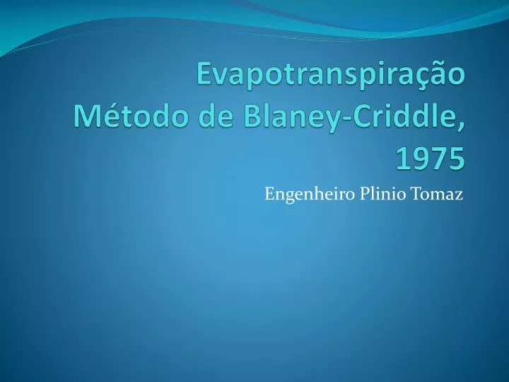 evapotranspira o m todo de blaney criddle 1975 n.