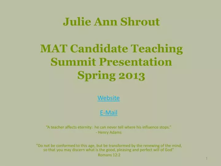 julie ann shrout mat candidate teaching summit presentation spring 2013 n.