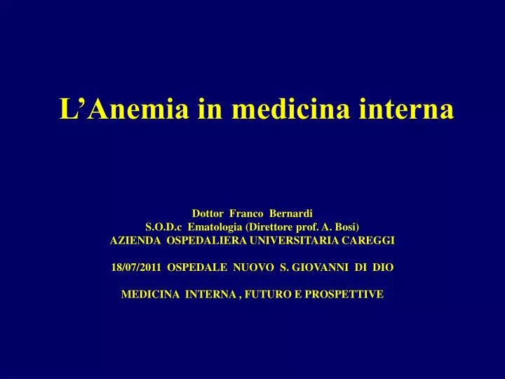 l anemia in medicina interna n.