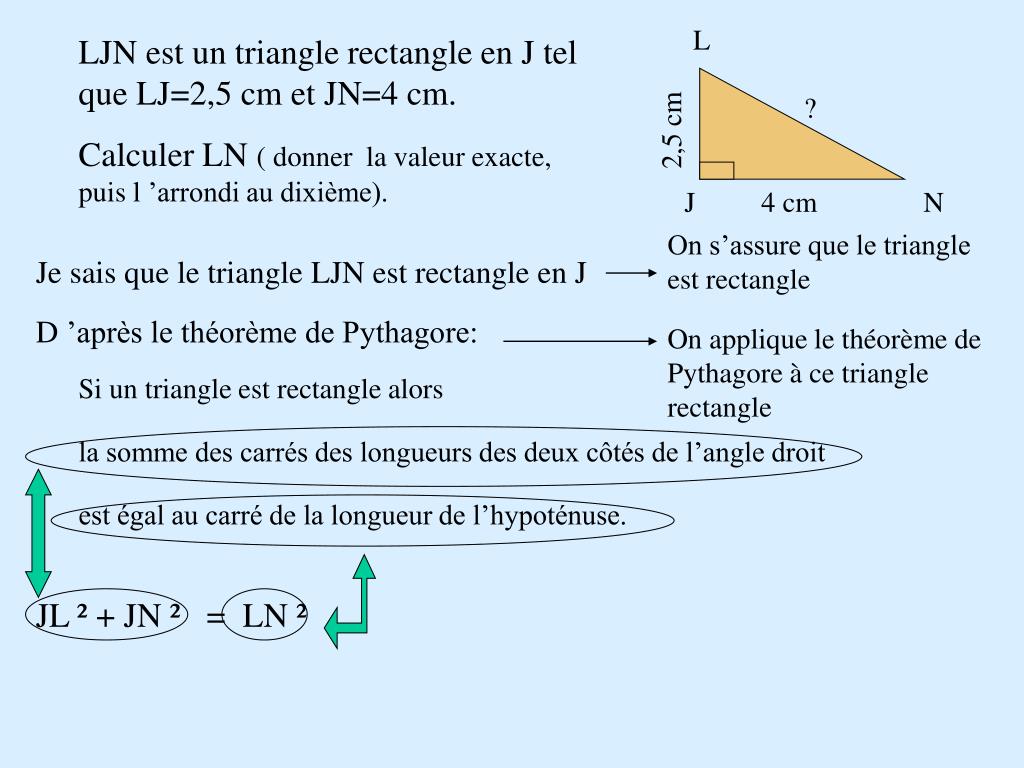 Triangle Rectangle Calcul PPT - 1. Calculer la longueur de l'hypoténuse dans un triangle rectangle  PowerPoint Presentation - ID:5809000
