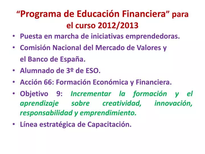 programa de educaci n financiera para el curso 2012 2013 n.