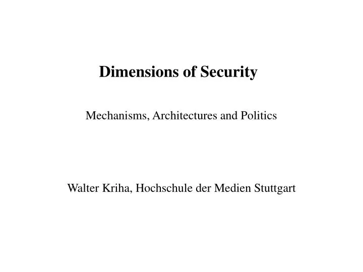 dimensions of security n.