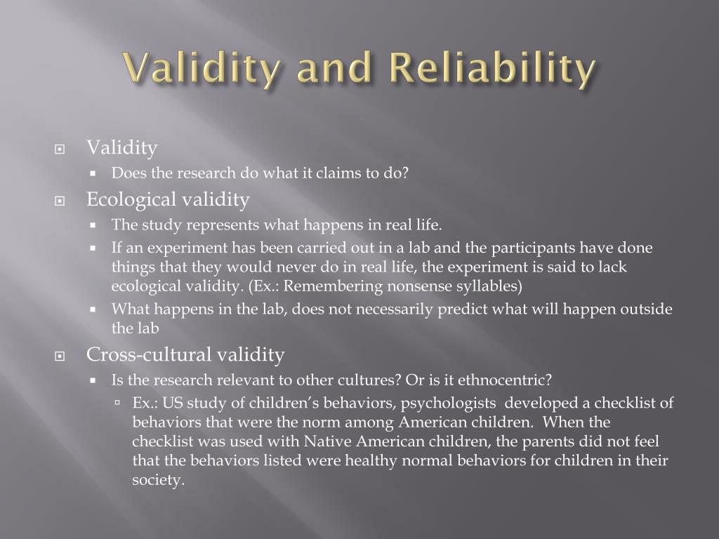 validity and reliability in research example validity and reliability in research example