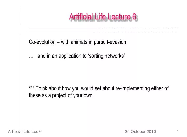 artificial life lecture 6 n.
