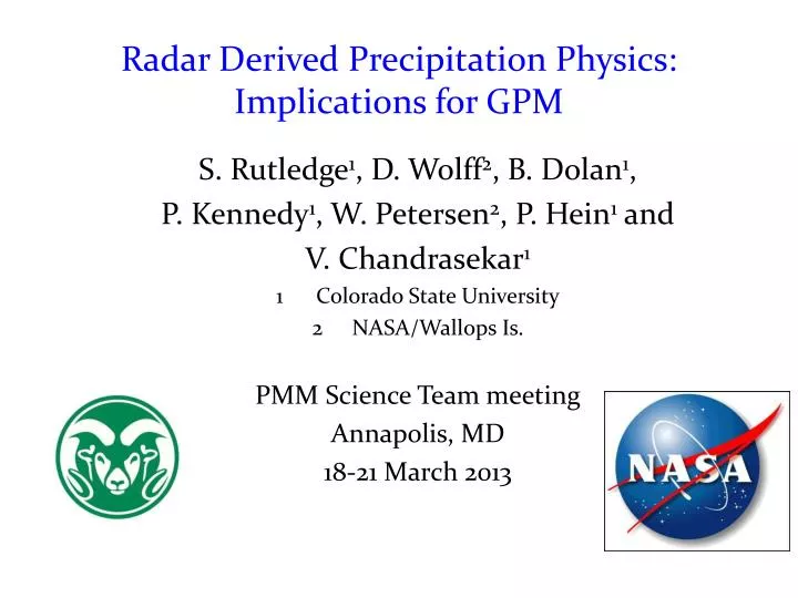 radar derived precipitation physics implications for gpm n.
