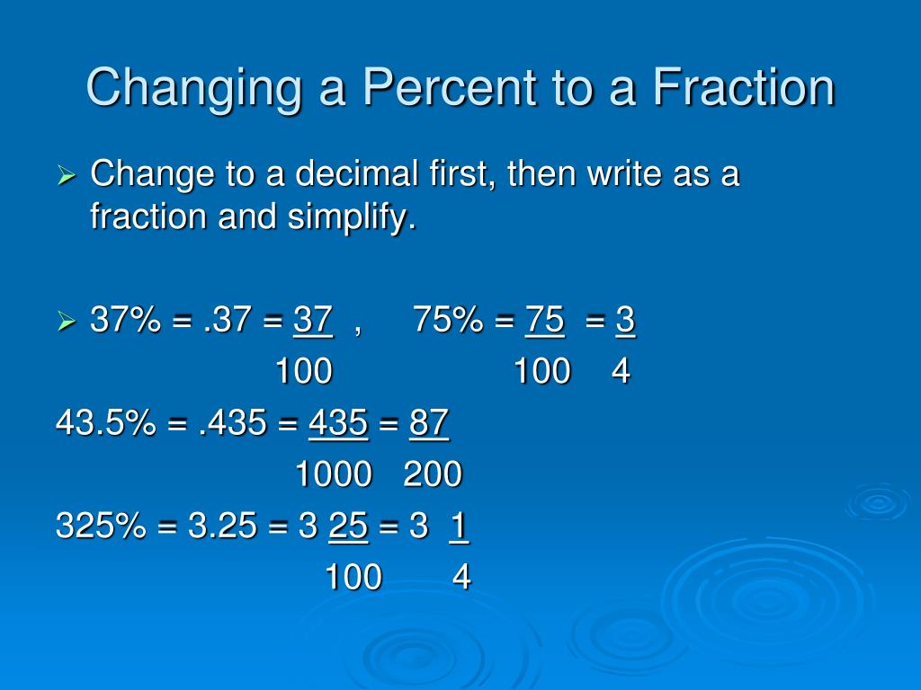 change percent to fraction
