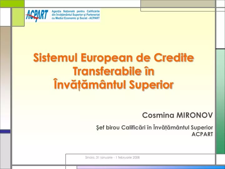 sistemul european de credite transferabile n nv m ntul superior n.