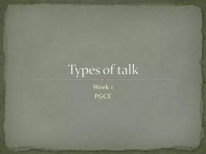 types of talk n.