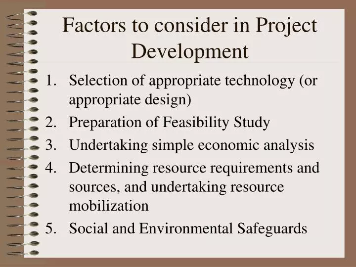 factors to consider in project development n.