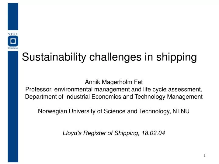 sustainability challenges in shipping n.